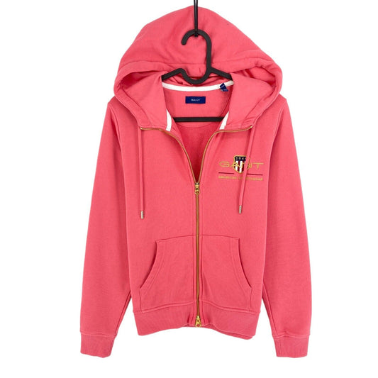 GANT Pink Medium Archive Shield Full Zip Hoodie Sweater Pullover Size XS