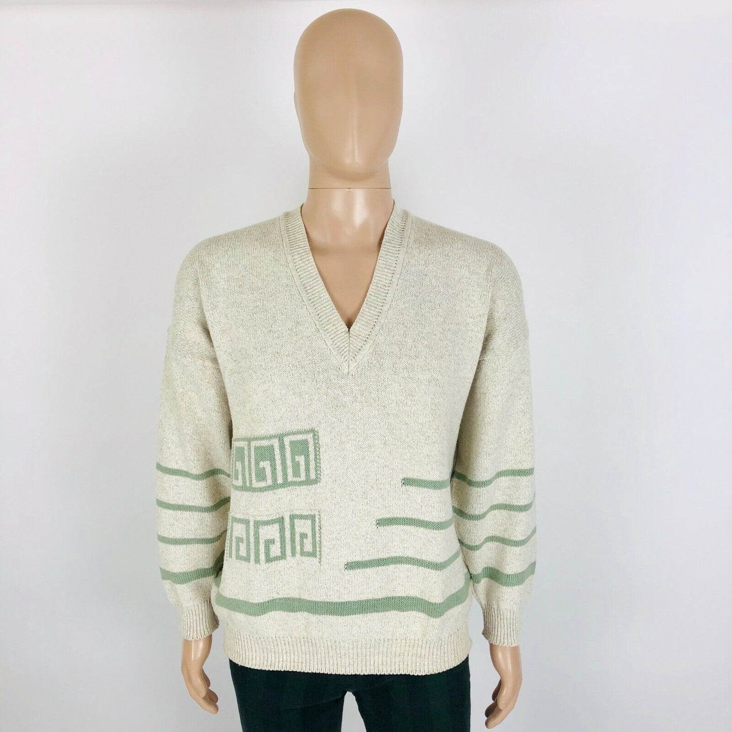 BELIKA Danish Cosby Vintage Retro 90s Beige Sweater Jumper EUR 56 US UK 46 2XL