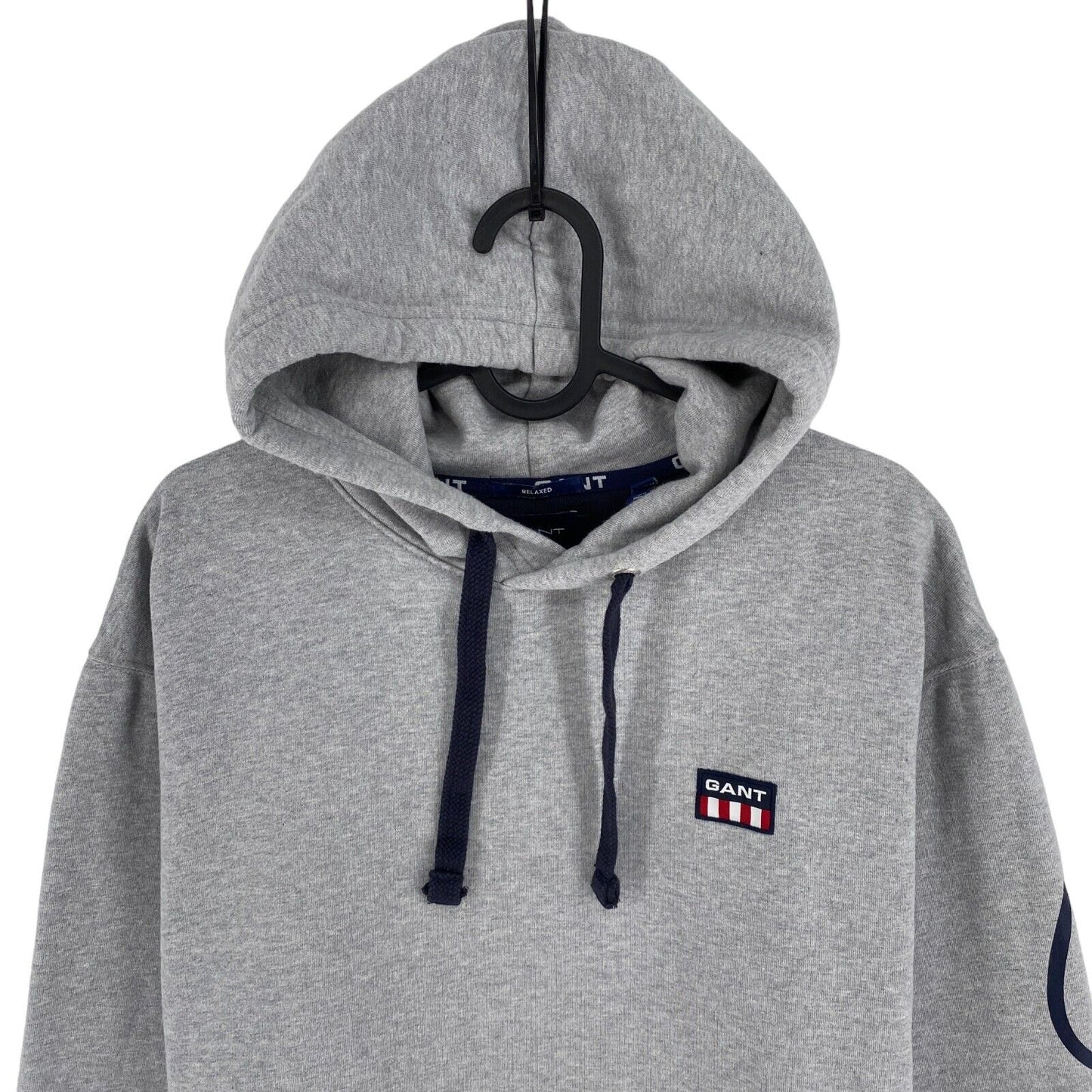 GANT Grau Entspannter Retro Logo Kapuzenpullover Pullover Größe M