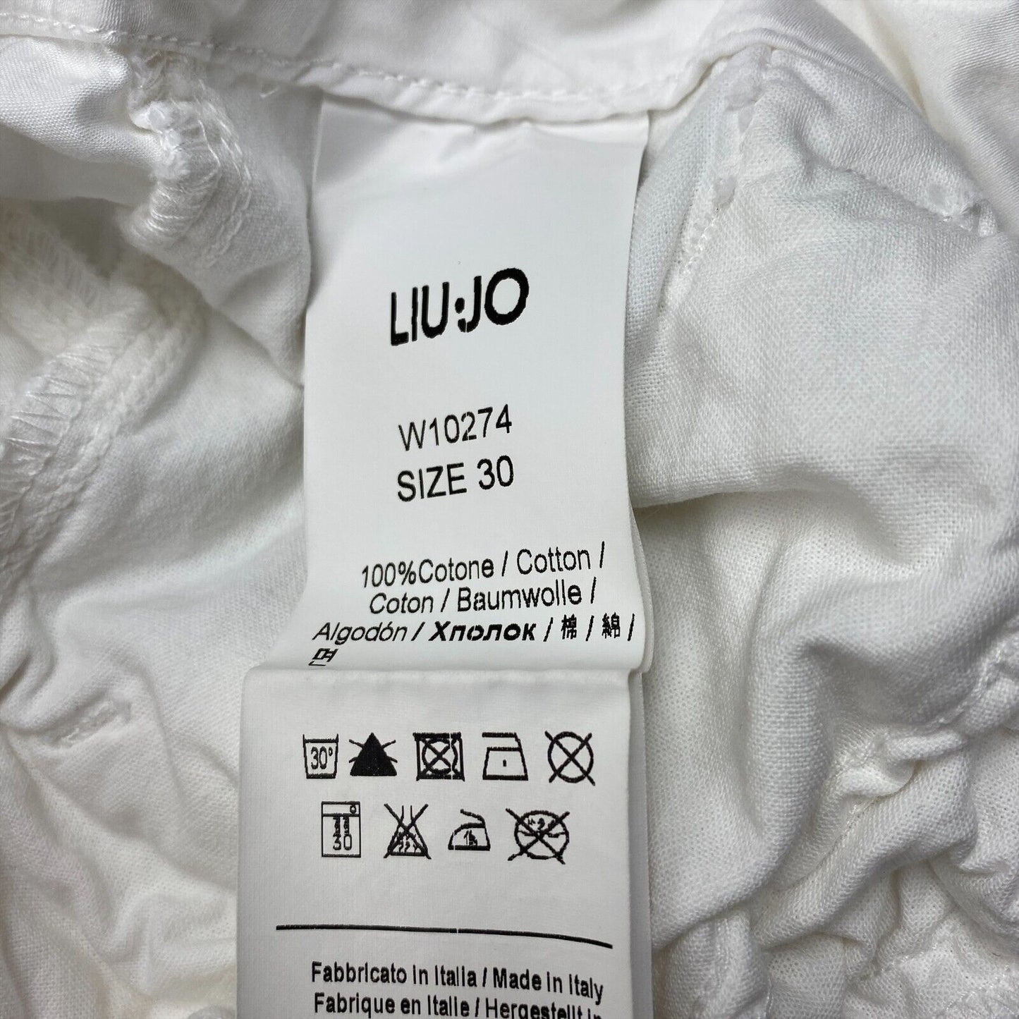 RPR €216 LIU JO White 100% Cotton Capri Pants Trousers Size W33