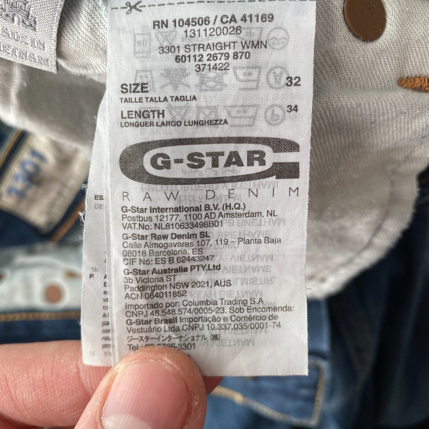 G-Star 3301 Damen Jeans, Blau, Regular Straight Fit, W32 L30