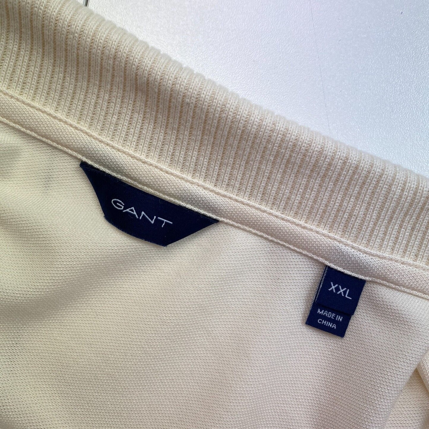 GANT Polo Beige Détail Col Manches Longues Taille 2XL XXL