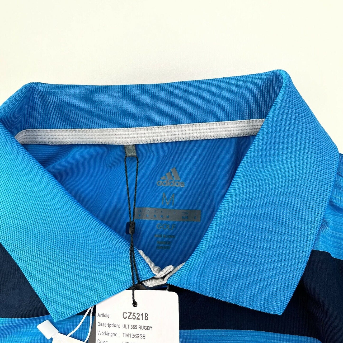 Adidas Golf UPF50 Blue Striped Regular Fit Polo Shirt Top Size M