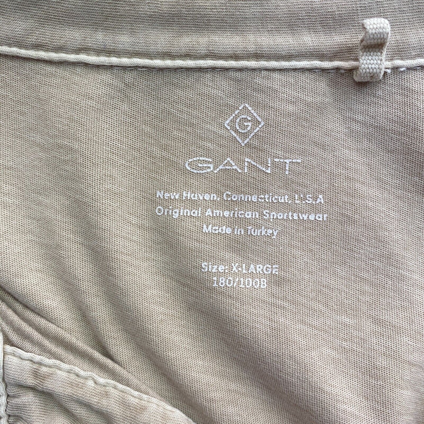 GANT Men Beige Solid Sun Faded Jersey Rugger Short Sleeves Polo Shirt Size XL