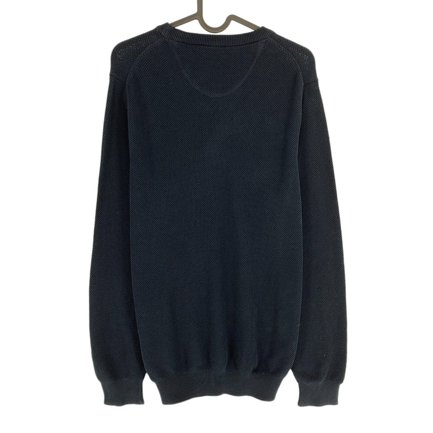 GANT Navy Blue Cotton Pique Crew Neck Sweater Pullover Size L