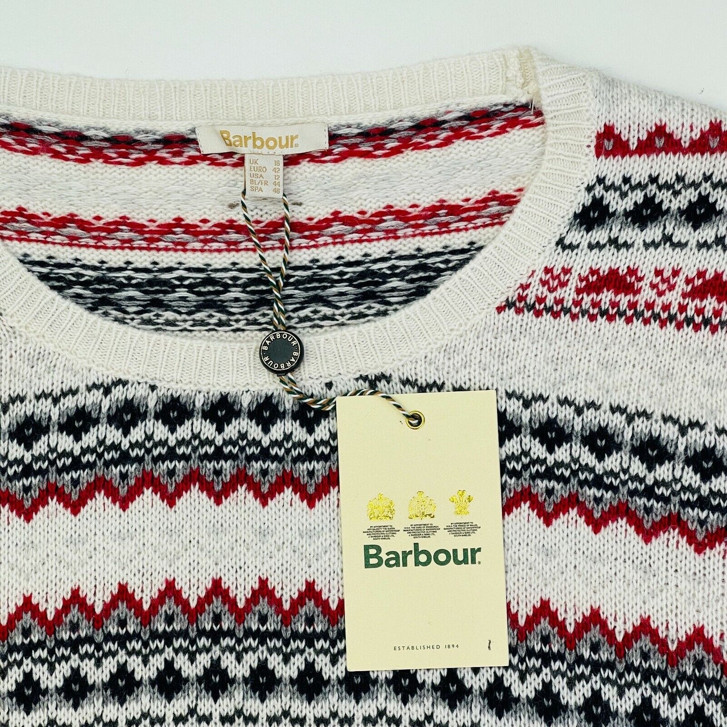 Barbour Roseberry Knit Wool Blend Jumper UK 14 16 18 EUR 40 42 44 US 10 12 14