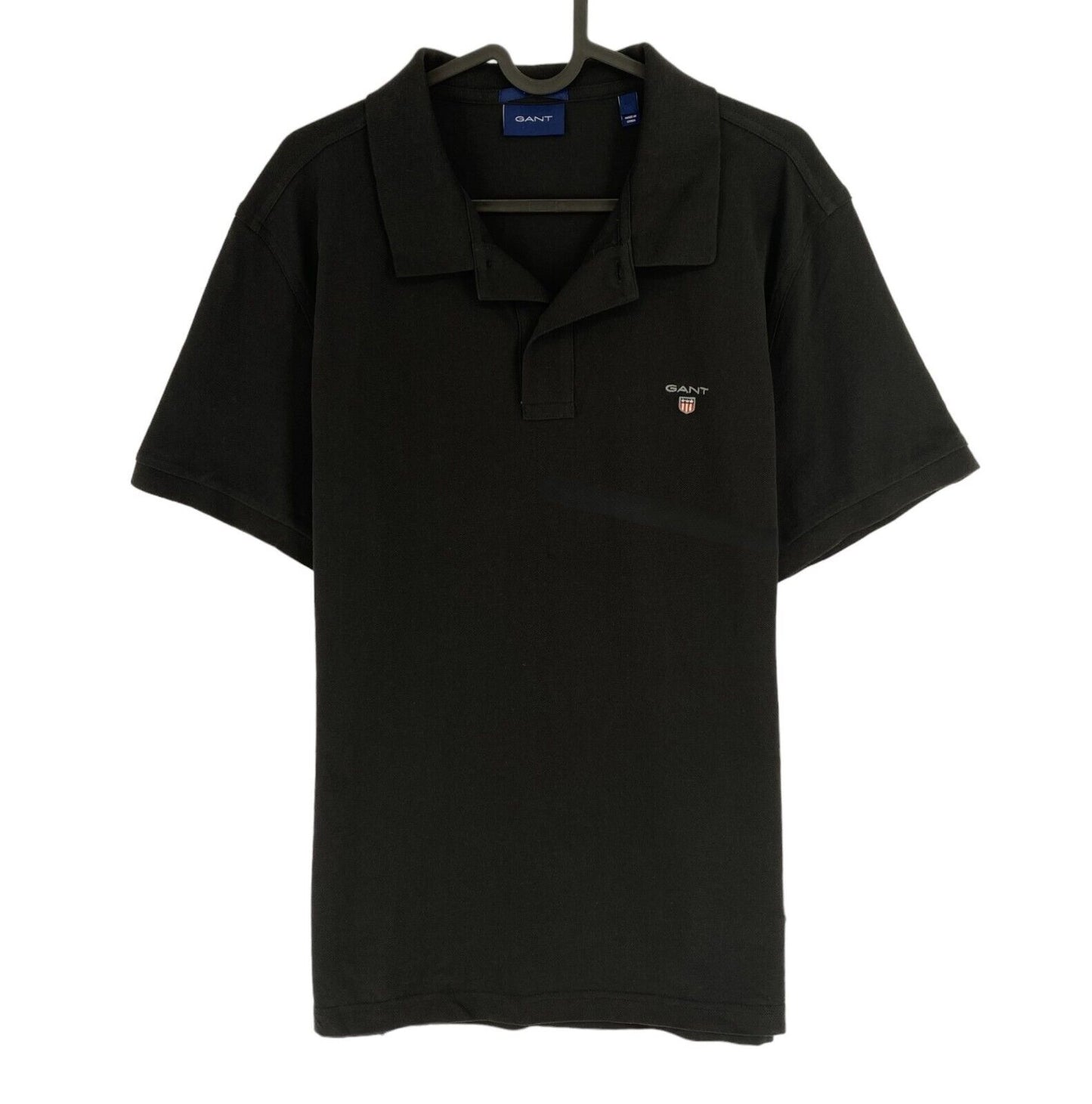 GANT Men Black Original Pique Slim Fit Short Sleeve Polo Shirt Size 2XL XXL