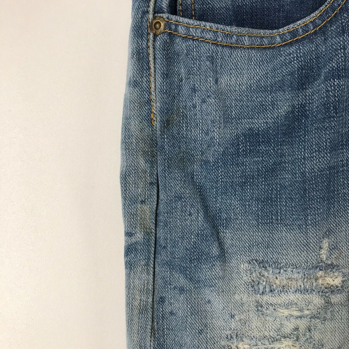 Lee BLAKE Blue Relaxed Straight Fit Ripped Distressed Jeans Size W33 L34