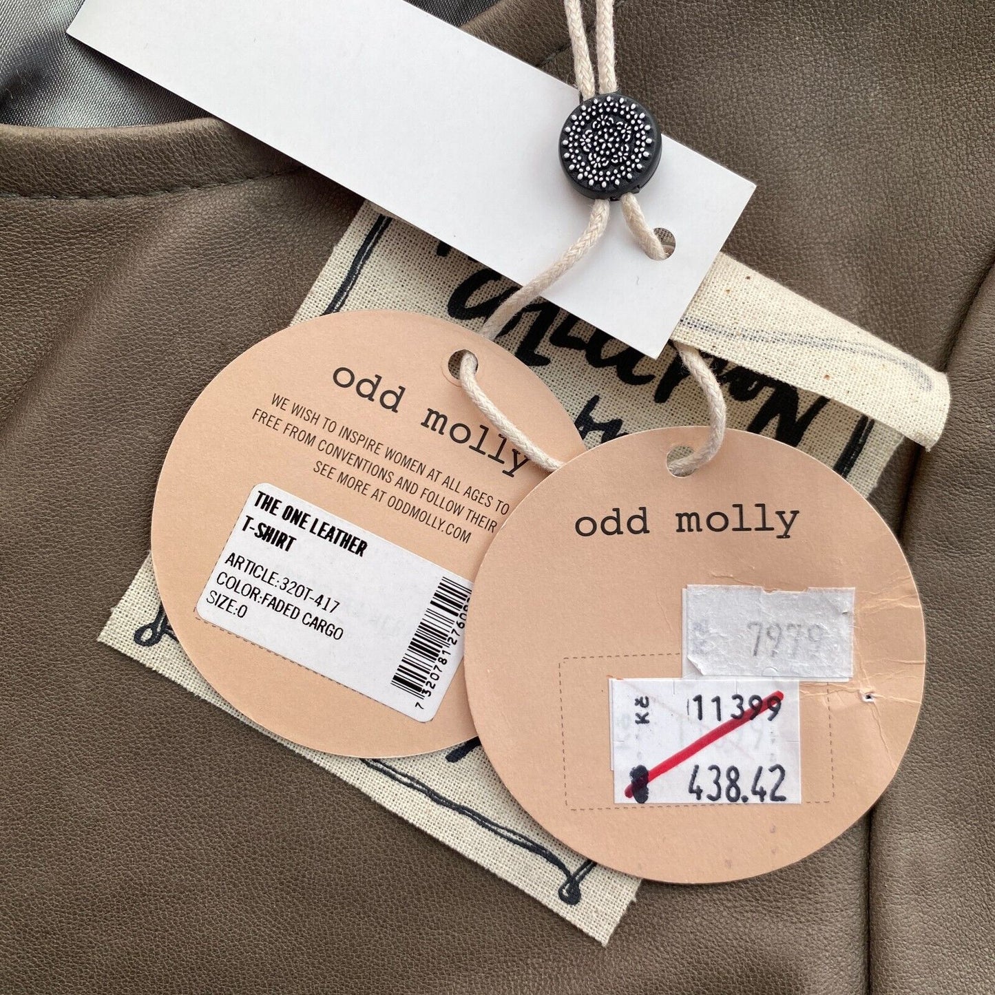 Prix ​​conseillé 438 € Odd Molly Marron Grisâtre 100% Cuir Blouse Col Ras du Cou Taille 0 / XS