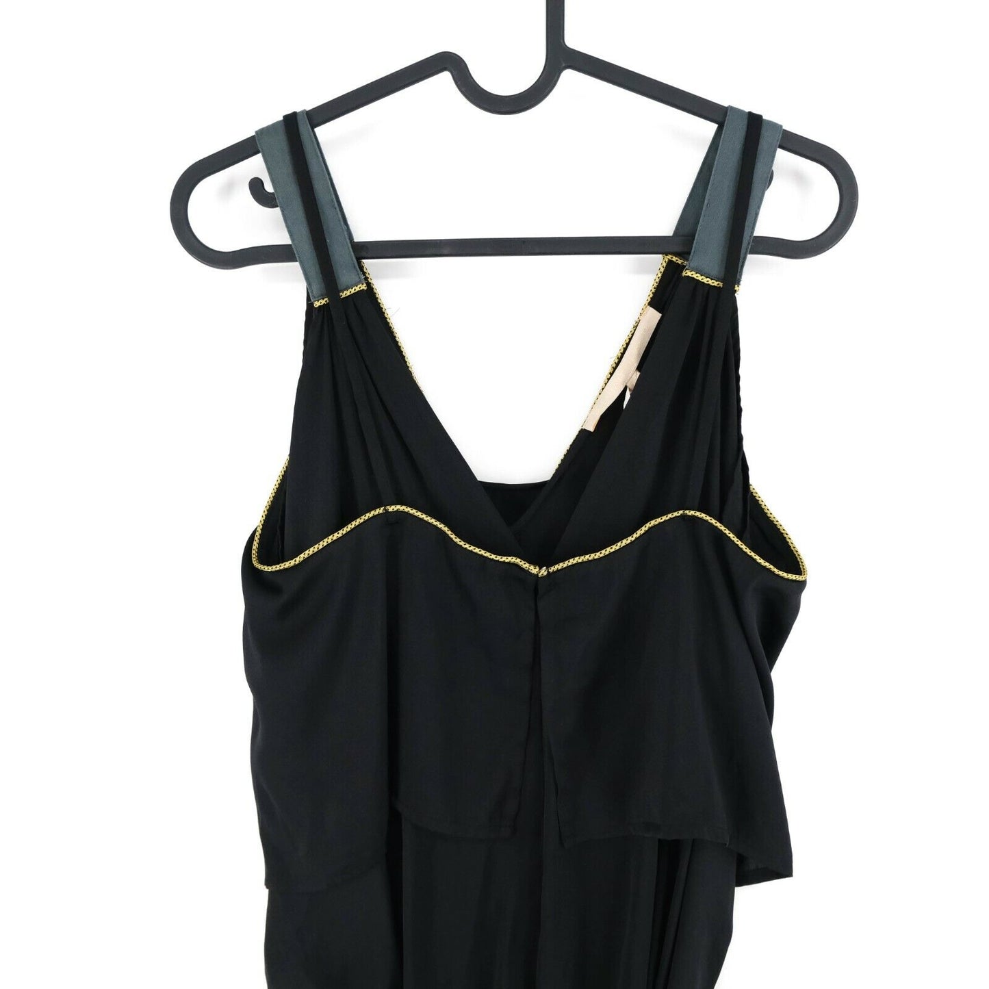 SILVIAN HEACH Black Sleeveless V Neck 100% Silk Pleated Dress Size XS S L