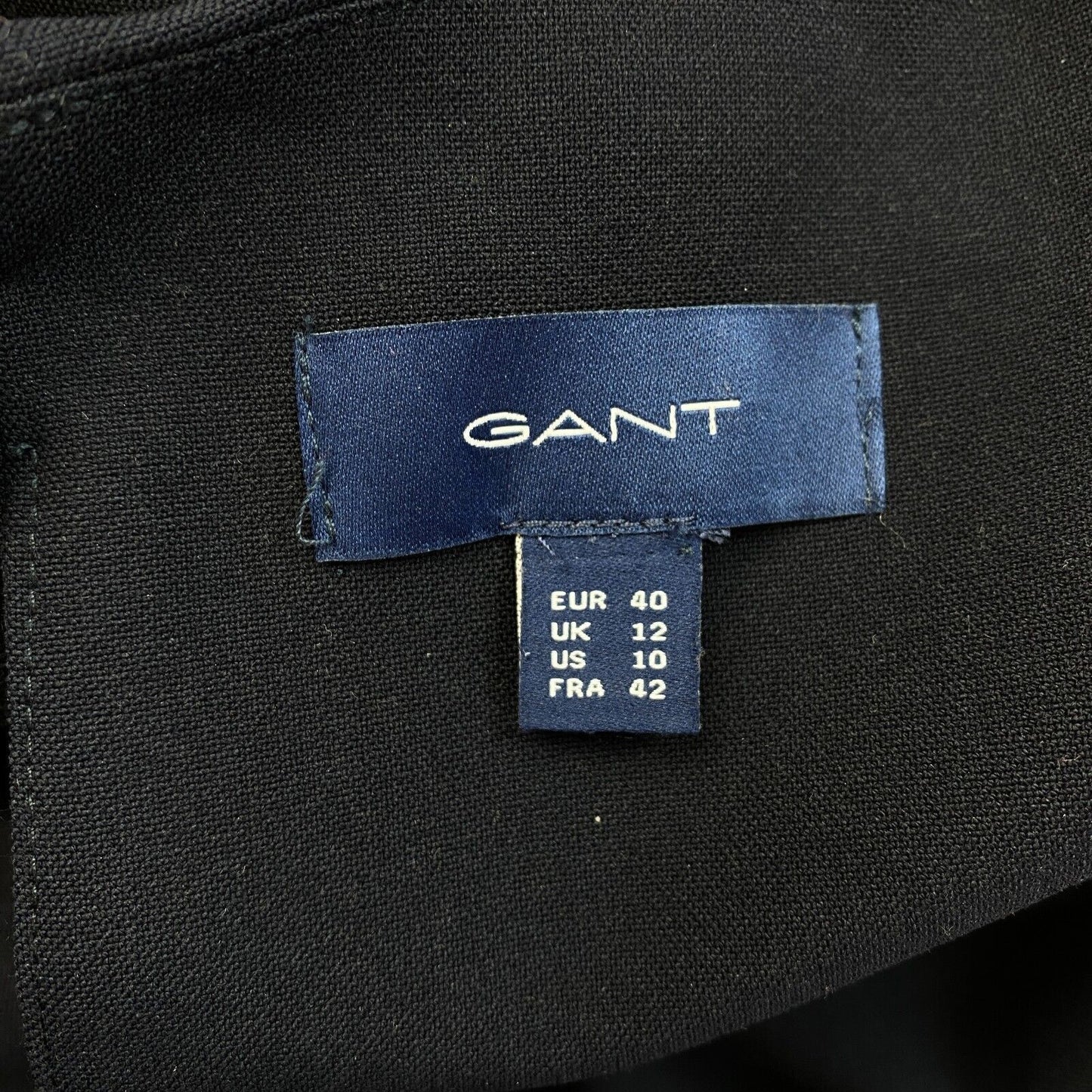 GANT Marineblaues ausgestelltes Kleid mit V-Ausschnitt und langen Ärmeln, Größe EU 40, UK 12, US 10