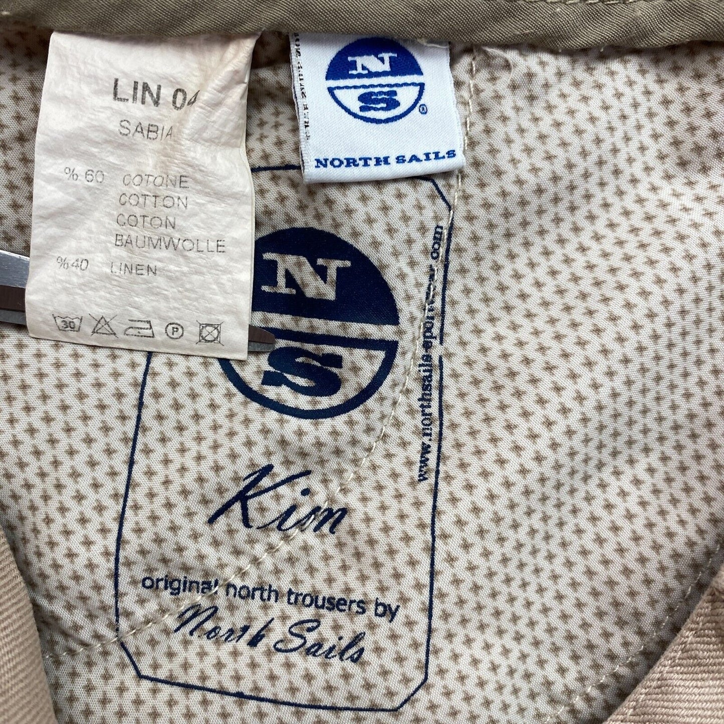 NORTH SAILS Light Brown Cotton Linen Tapered Pants Trousers Size 42 W30 L32