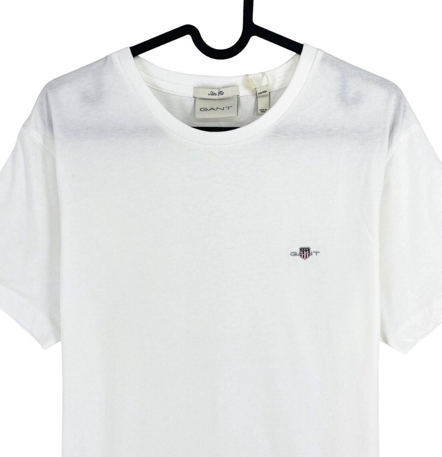 GANT Men White Reg Shield Slim Fit Crew Neck Short Sleeves T Shirt Size M