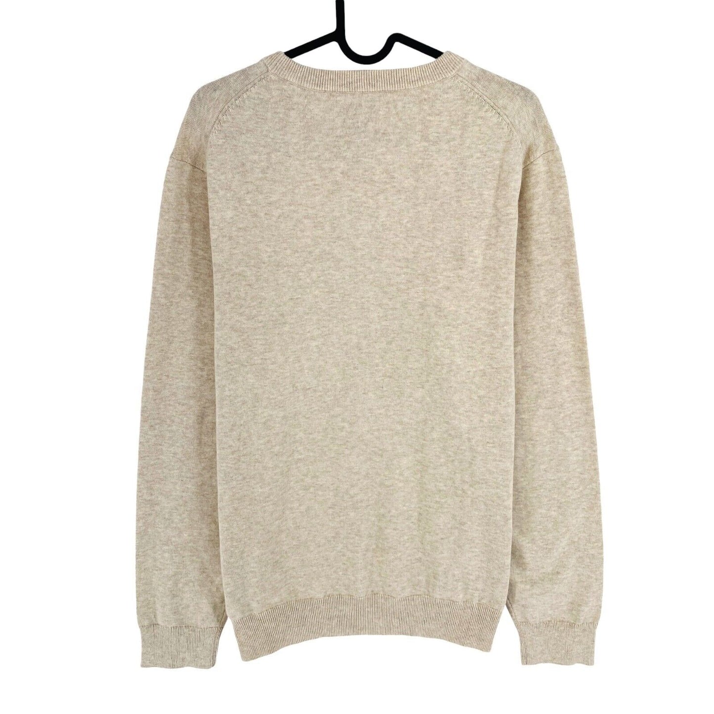 GANT Men Beige Classic Cotton Crew Neck Sweater Jumper Size L