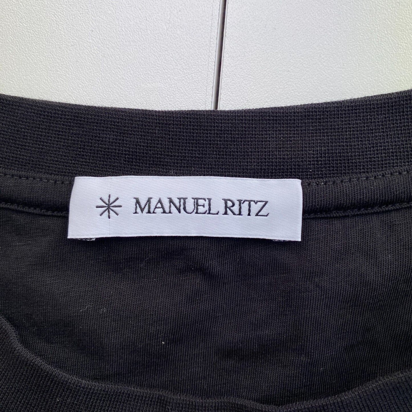 MANUEL RITZ Men Black Cotton Crew Neck Short Sleeve T Shirt Size M