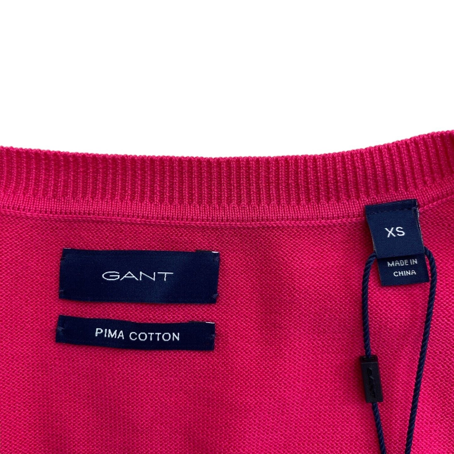 GANT Pullover mit V-Ausschnitt, leichte Baumwolle, Rosa, Größe XS