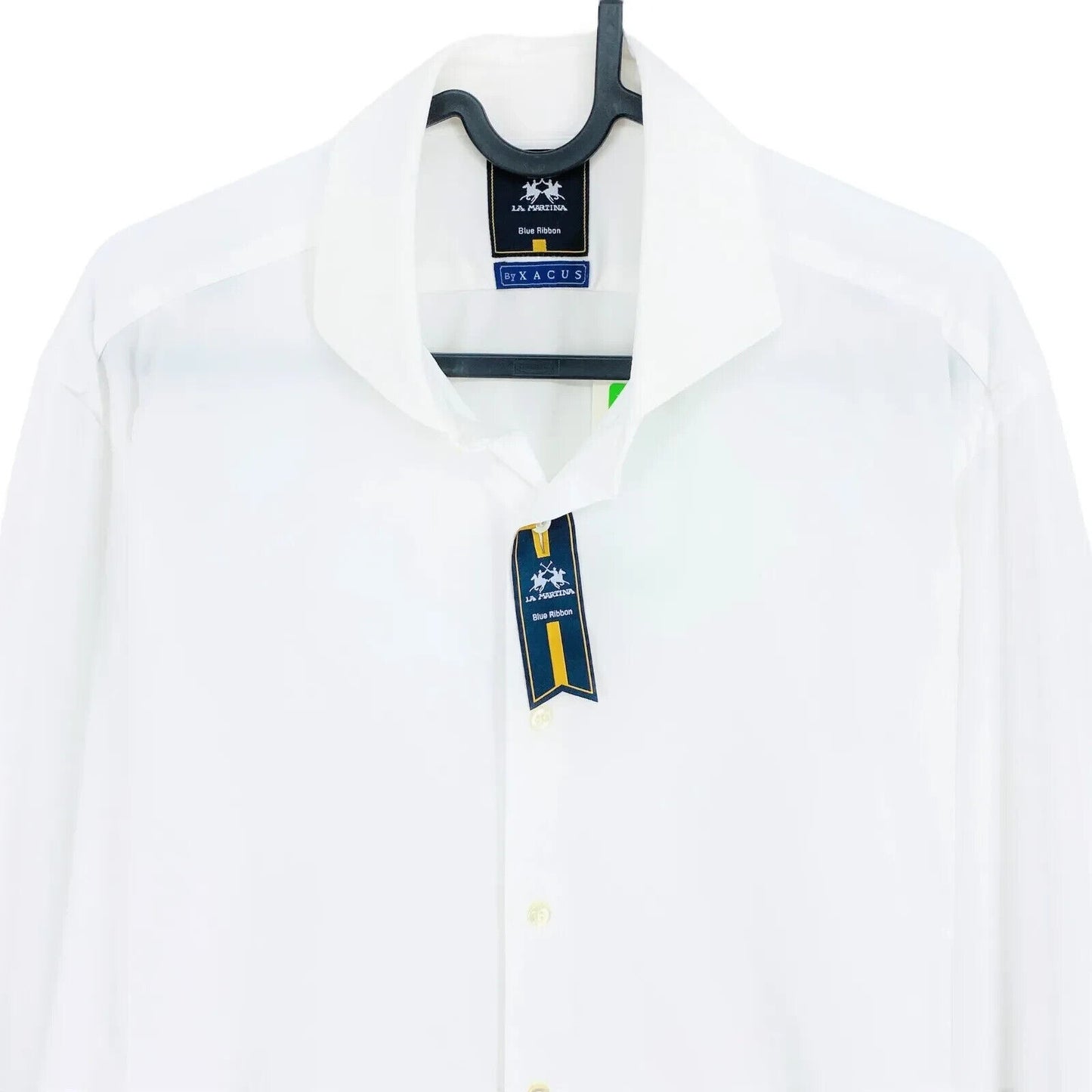 LA MARTINA Blue Ribbon Mens White Active Stretch Shirt Size 16.5 EUR 42