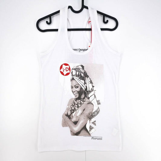 FIORUCCI x Naomi Campbell White Scoop Neck Tank Top T Shirt Size XS S