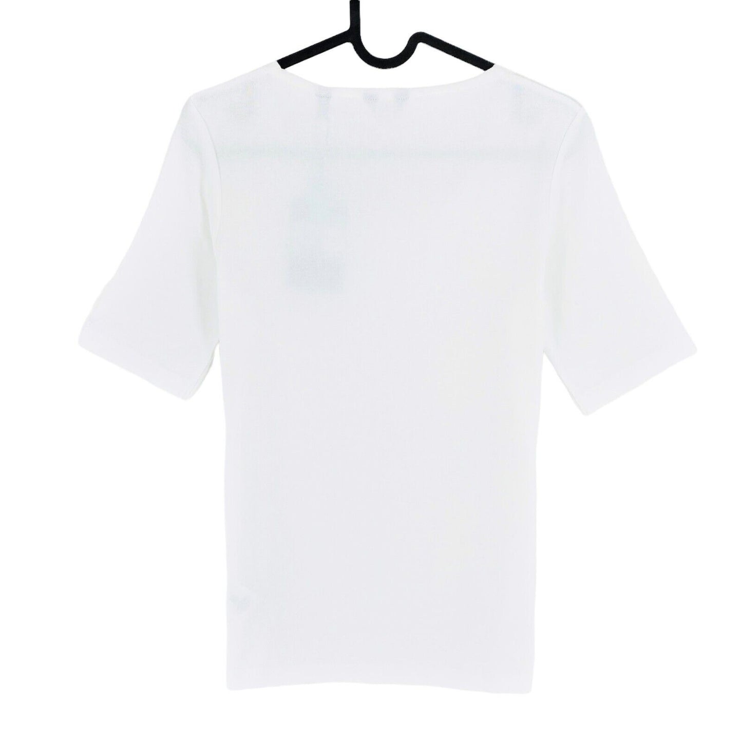 GANT White 1x1 Rib Round Neck T Shirt Size M