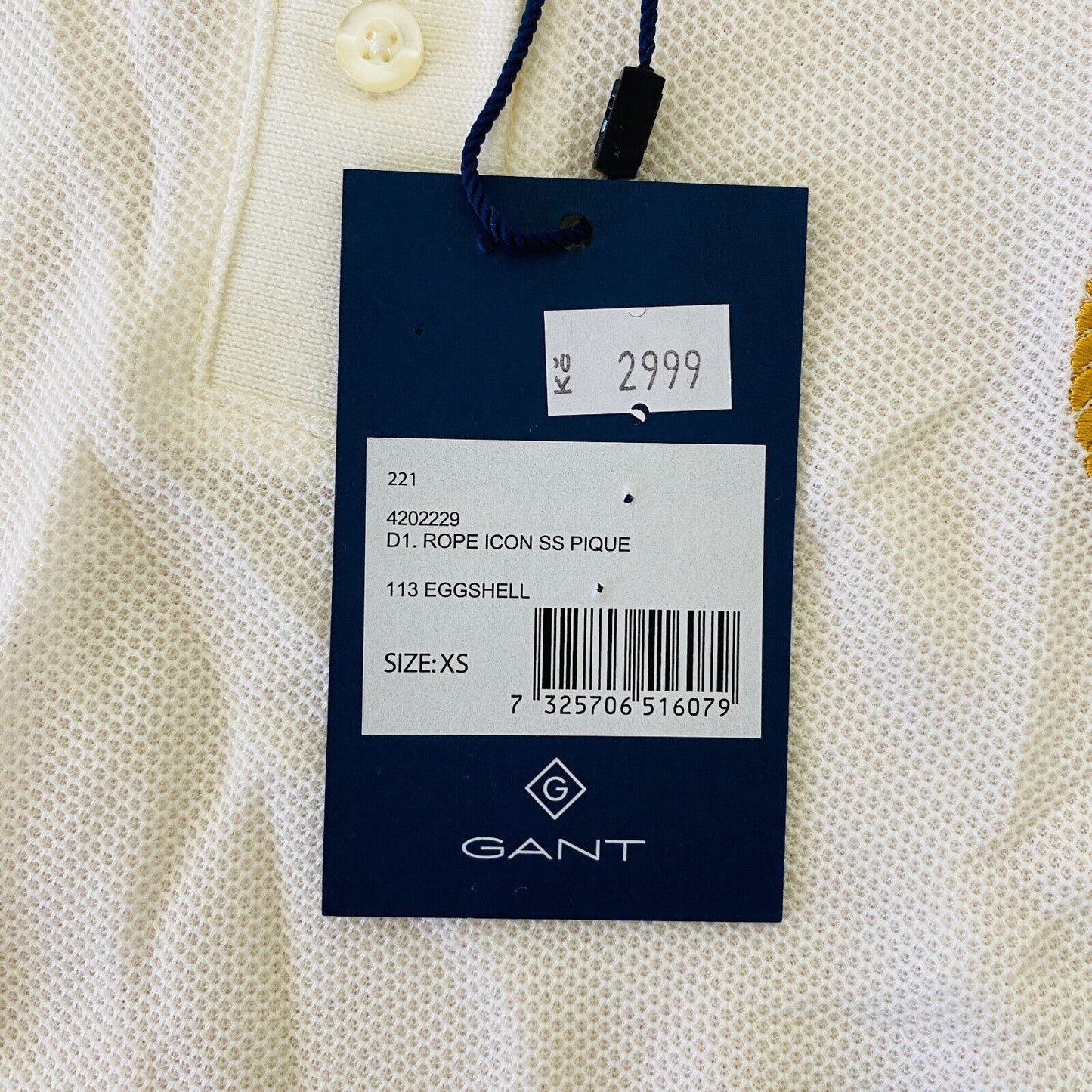 GANT Women White Rope Icon Pique Polo Shirt Size XS