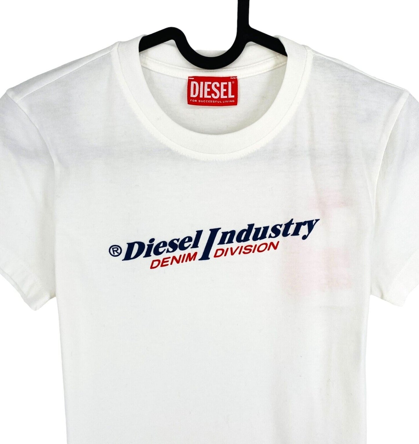 DIESEL Women White T-SLI-IND Crew Neck T Shirt Size XS