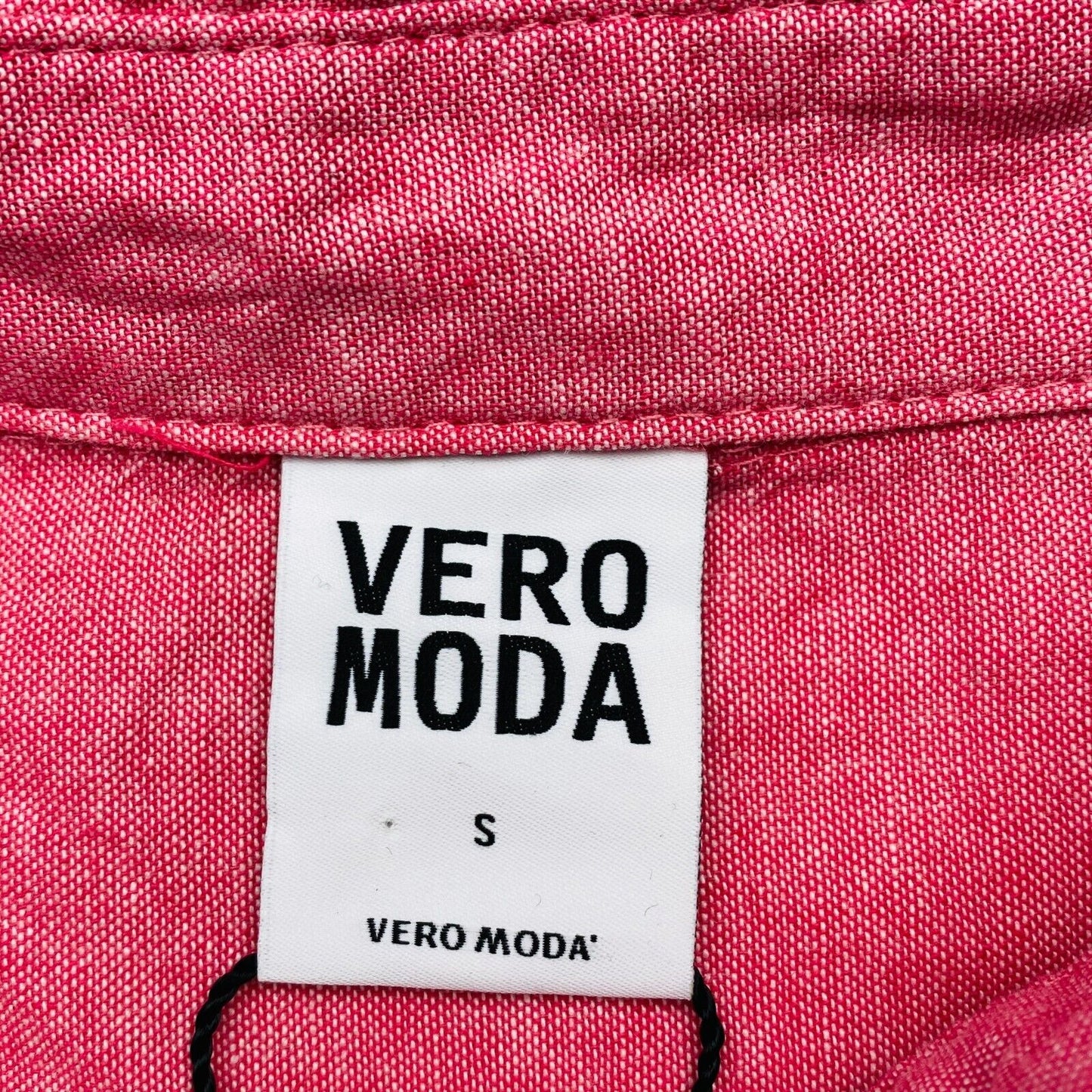 VERO MODA Rose 100% Coton Manches Longues Col Boutonné Haut Chemisier Taille S