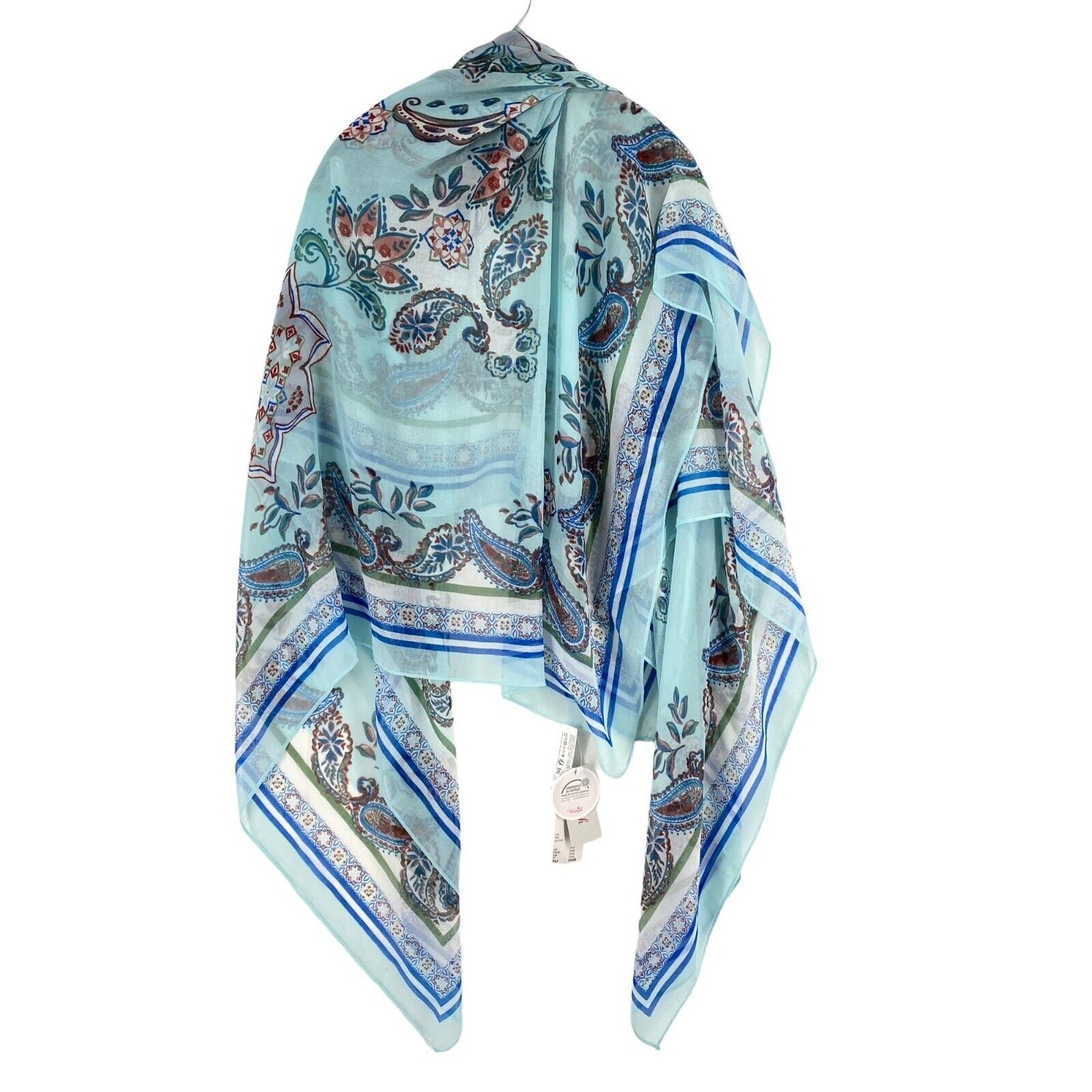 TRIUMPH Women Blue Riad Paisley Pareo Shawl Scarf One Size