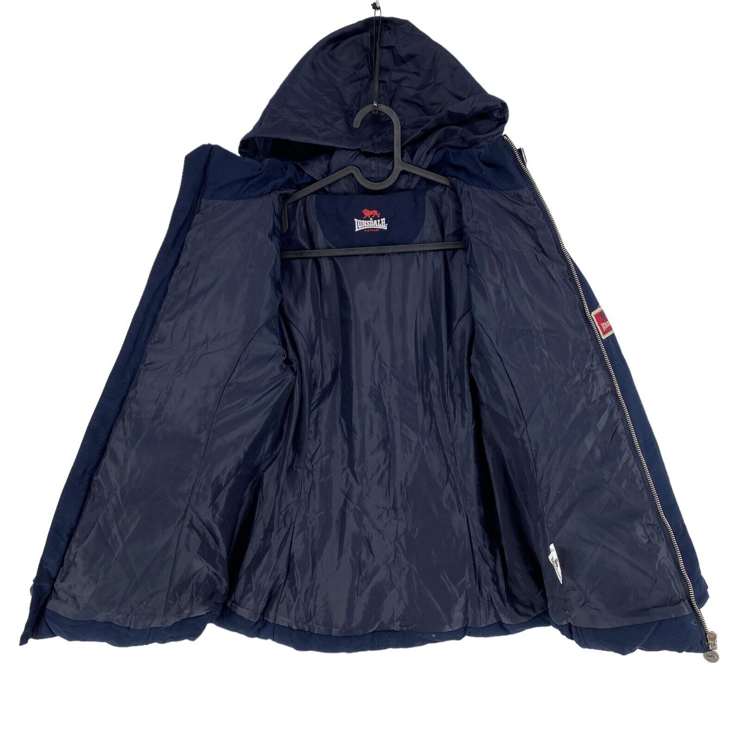 LONSDALE Navy Blue Hooded Puffer Jacket Coat Size 9-10 Years