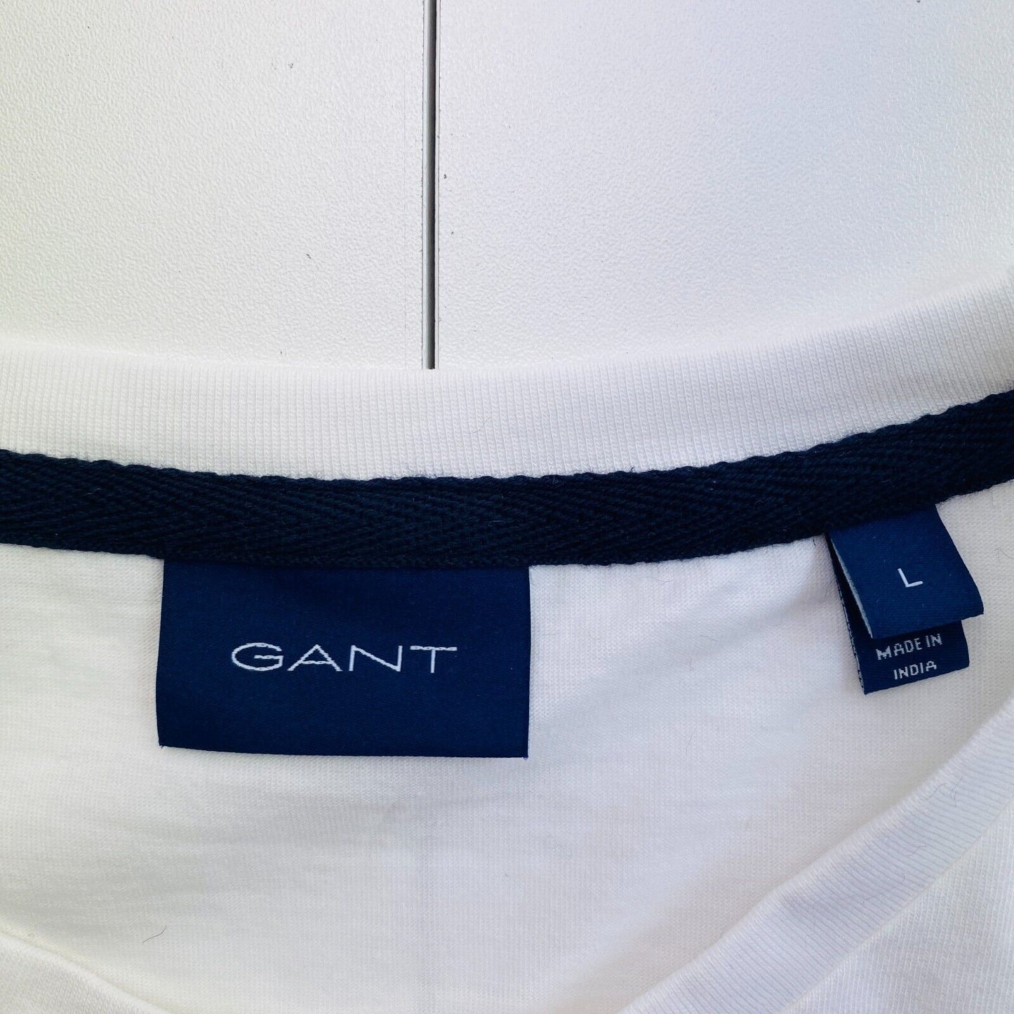 GANT Men White Logo Crew Neck Short Sleeves T Shirt Size L