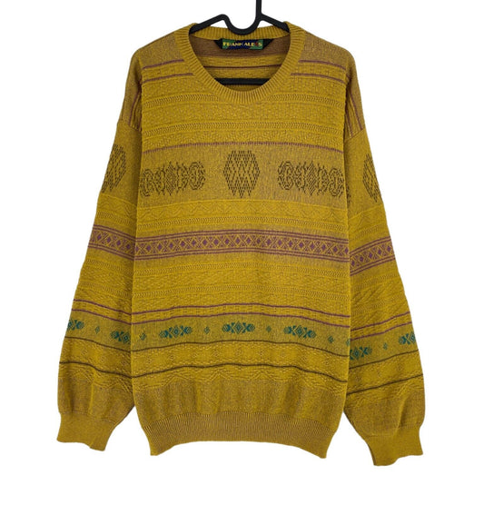 Cosby Vintage Retro 90s FRANK ALEXS Yellow Sweater Jumper Size EU 52 UK/US 42