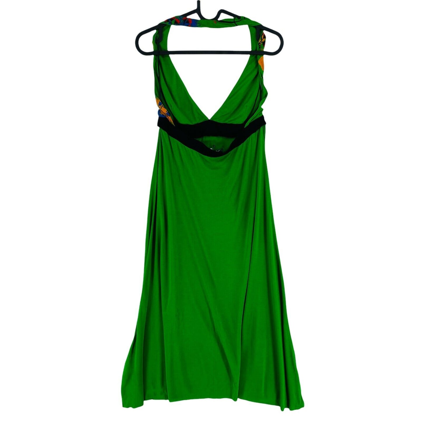 PARAMITA Green On the Neck Flared Dress Size L