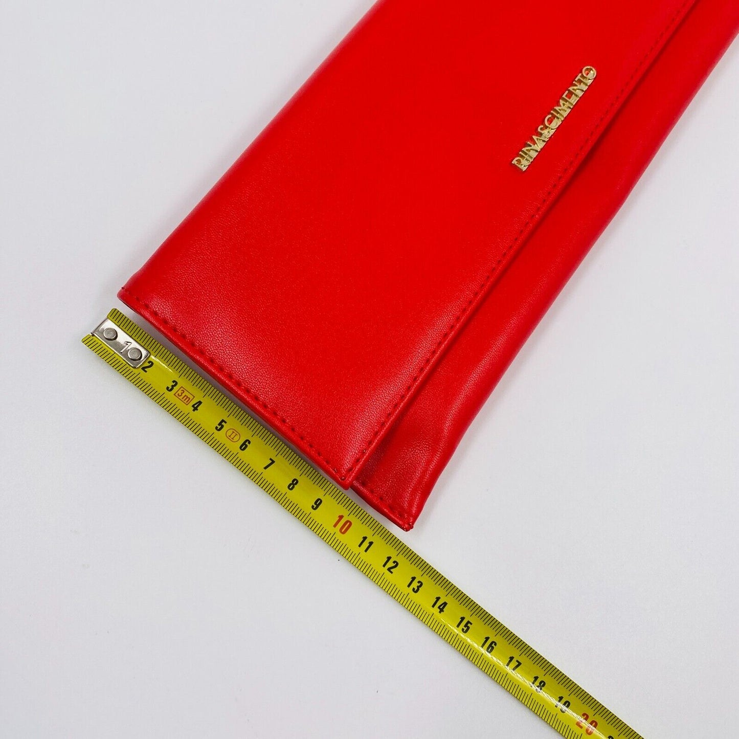 Rinascimento Red Eco Leather Gold Colour Chain Handle Clutch Bag