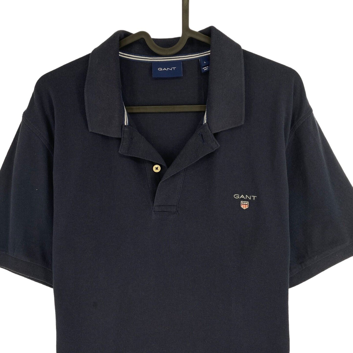 GANT Men Navy Blue Original Pique Short Sleeves Polo Shirt Size L