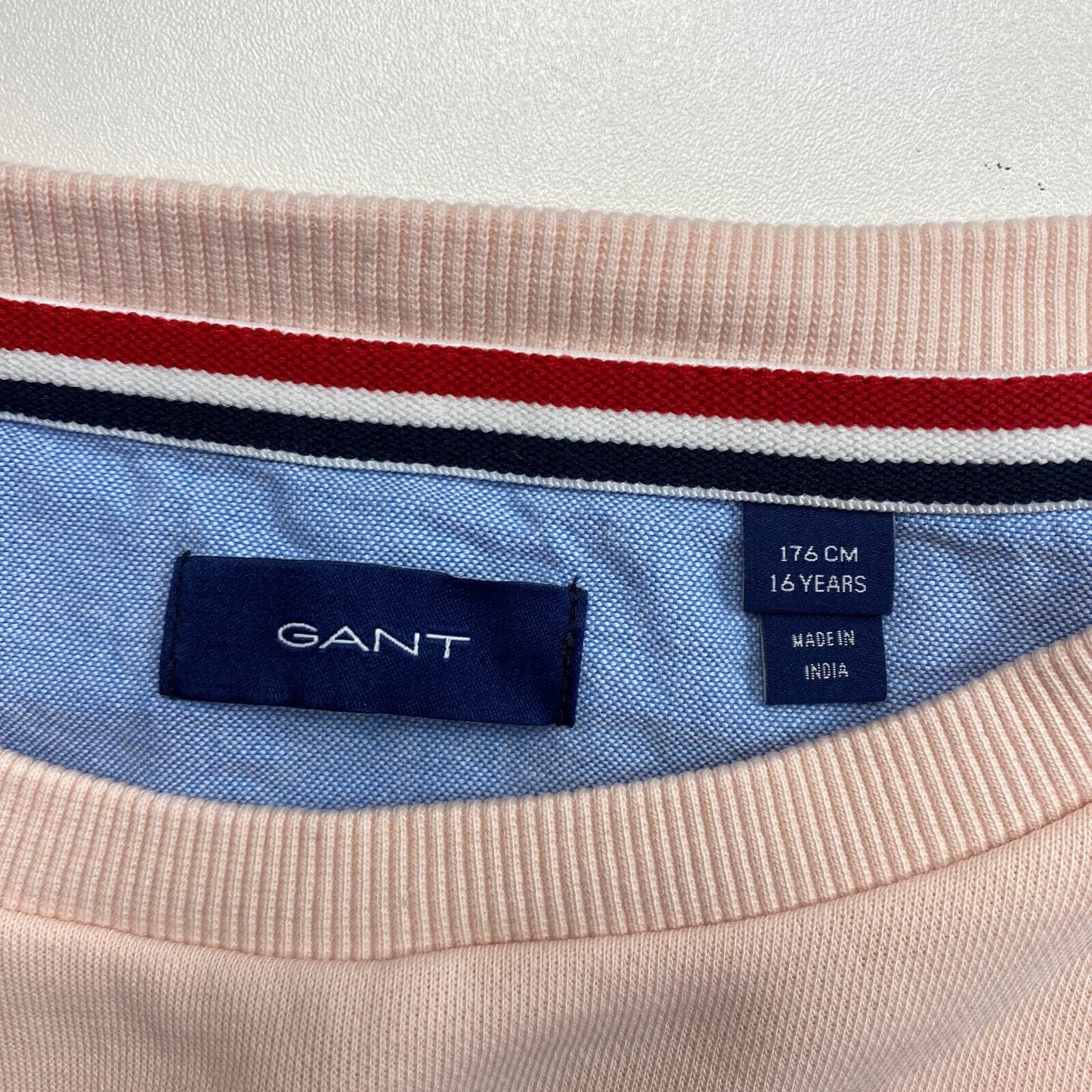 GANT Boys Pink Original Crew Neck Jumper Sweater Size 16 Years 176 cm