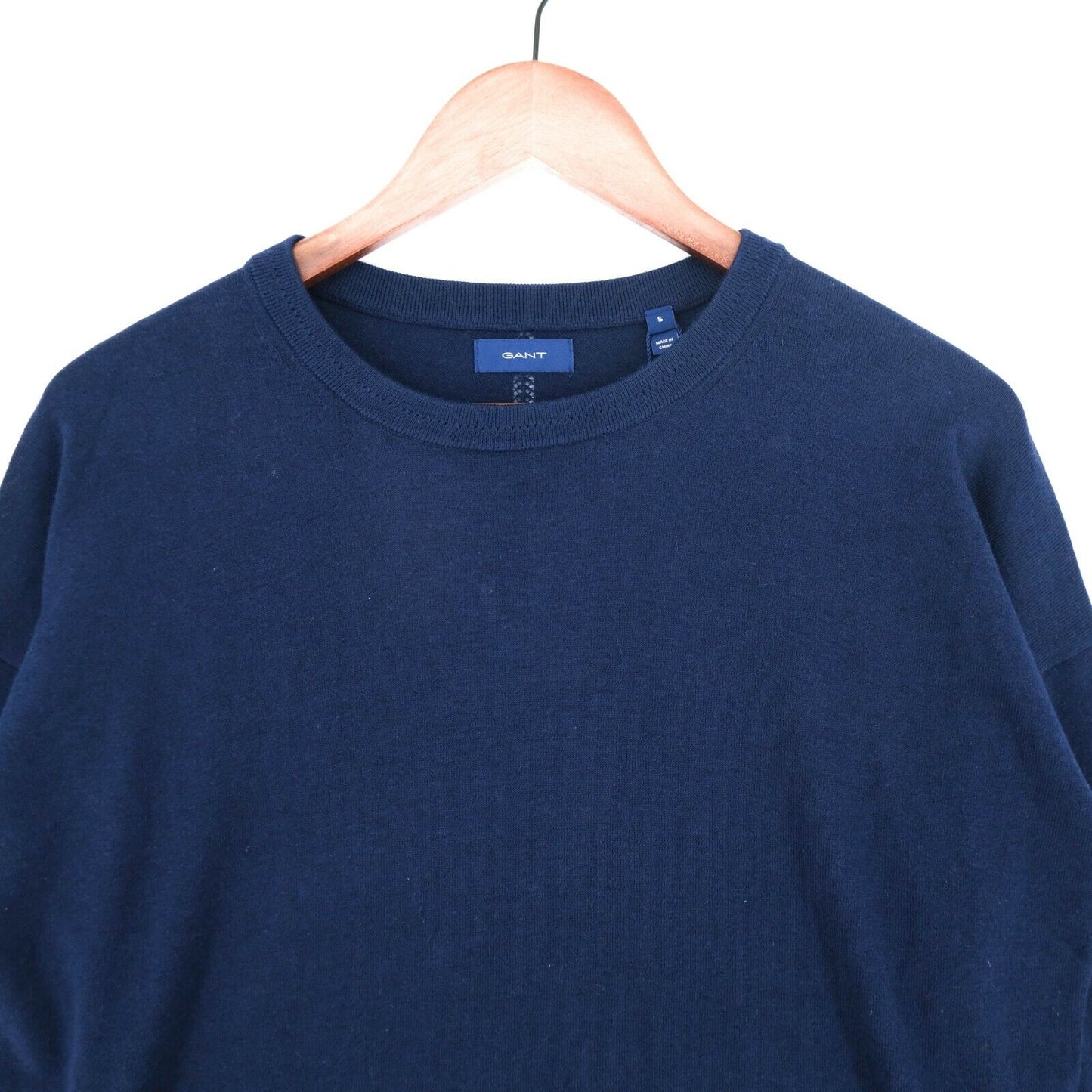 GANT Navy Blue Crew Neck Cotton Cashmere Blend Sweater Jumper Size S