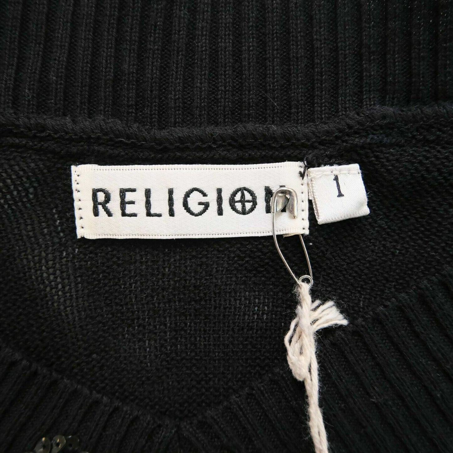 RELIGION Black V Neck 100% Cotton Dress Size 1 - S 3 - L