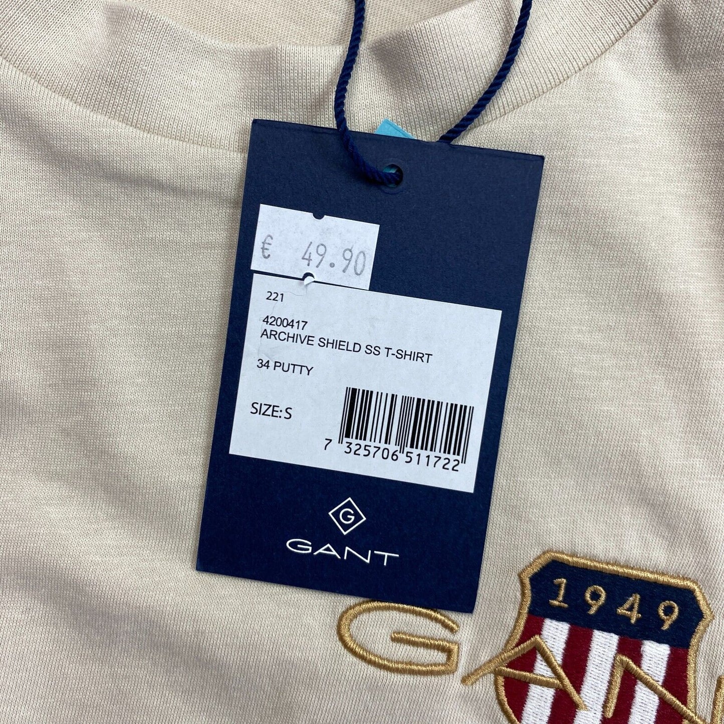 GANT Hellbraunes Archive Shield T-Shirt mit Rundhalsausschnitt, Größe S