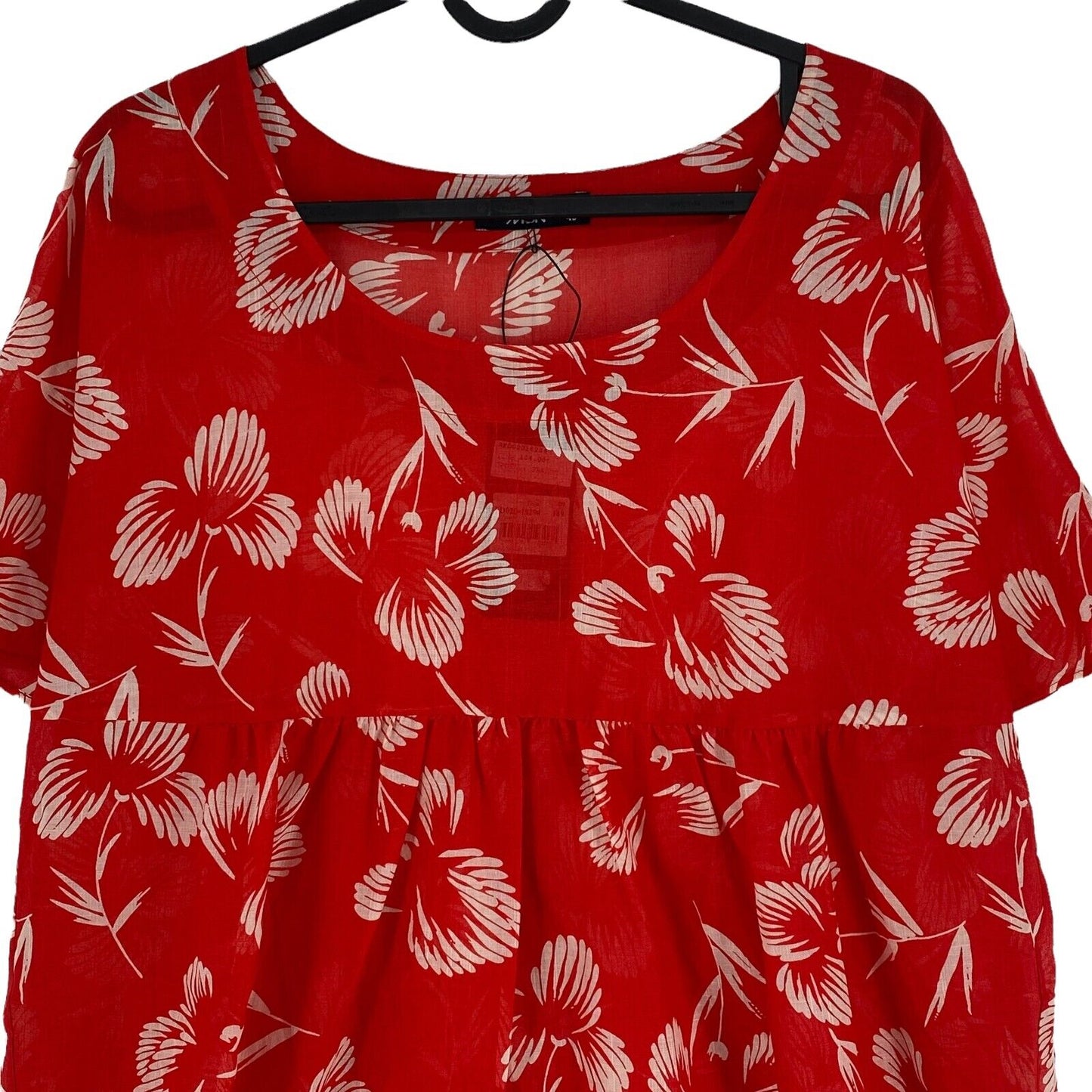 RPR €104 NEW MAN Floral Red 100% Cotton Top Blouse Size EU 40 UK 12 US 10