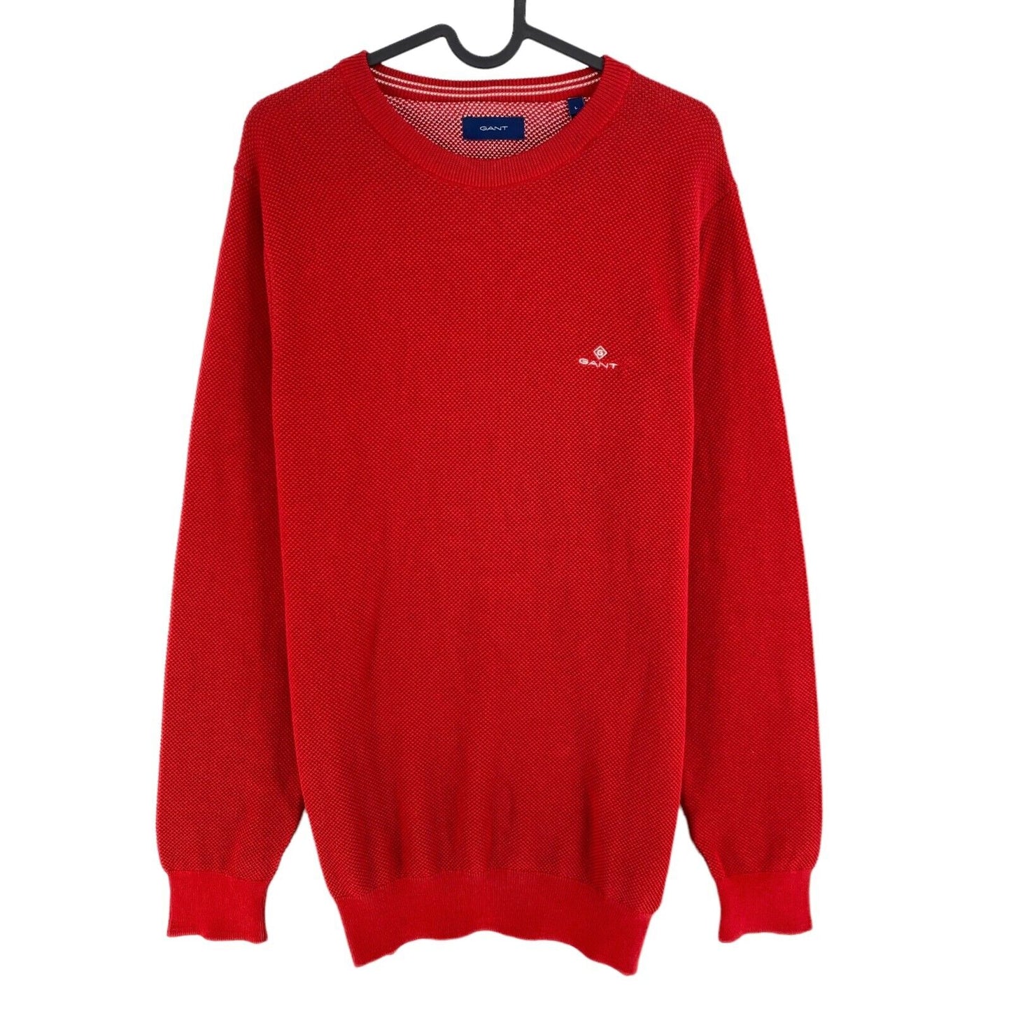 GANT Red Cotton Pique Crew Neck Sweater Pullover Size L