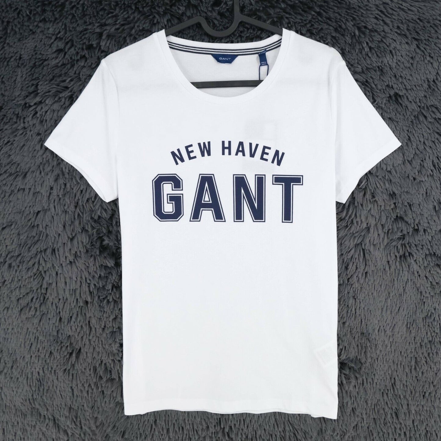 GANT T-Shirt mit Rundhalsausschnitt und großem Logo, Größe XS/S, Weiß