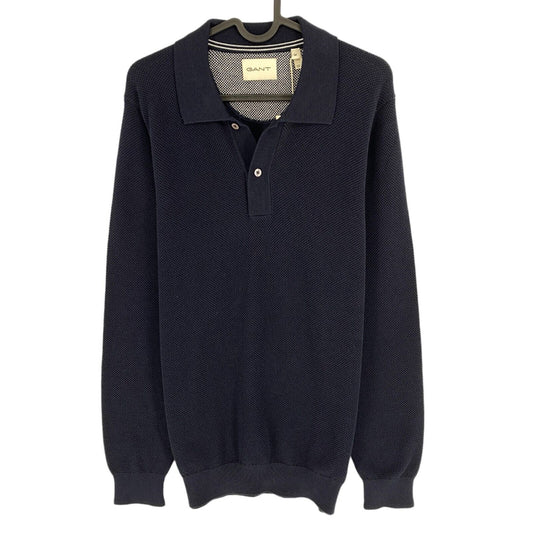 GANT Bleu Marine Coton Piqué Polo Jumper Pull Taille M