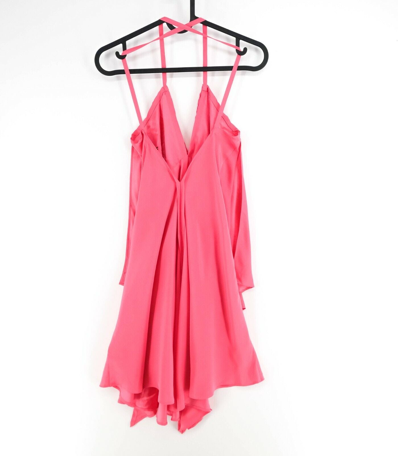 FAIRLY Pink V Neck Sleeveless 100% Silk Pleated Dress Size 42