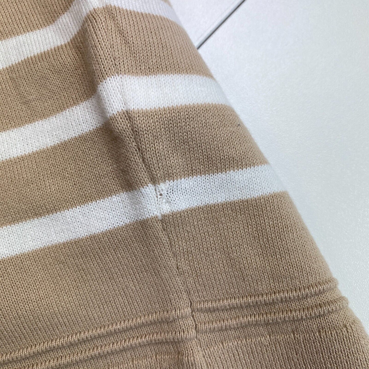 GANT Brown Light Cotton Breton Stripe Crew Neck Jumper Sweater Size S