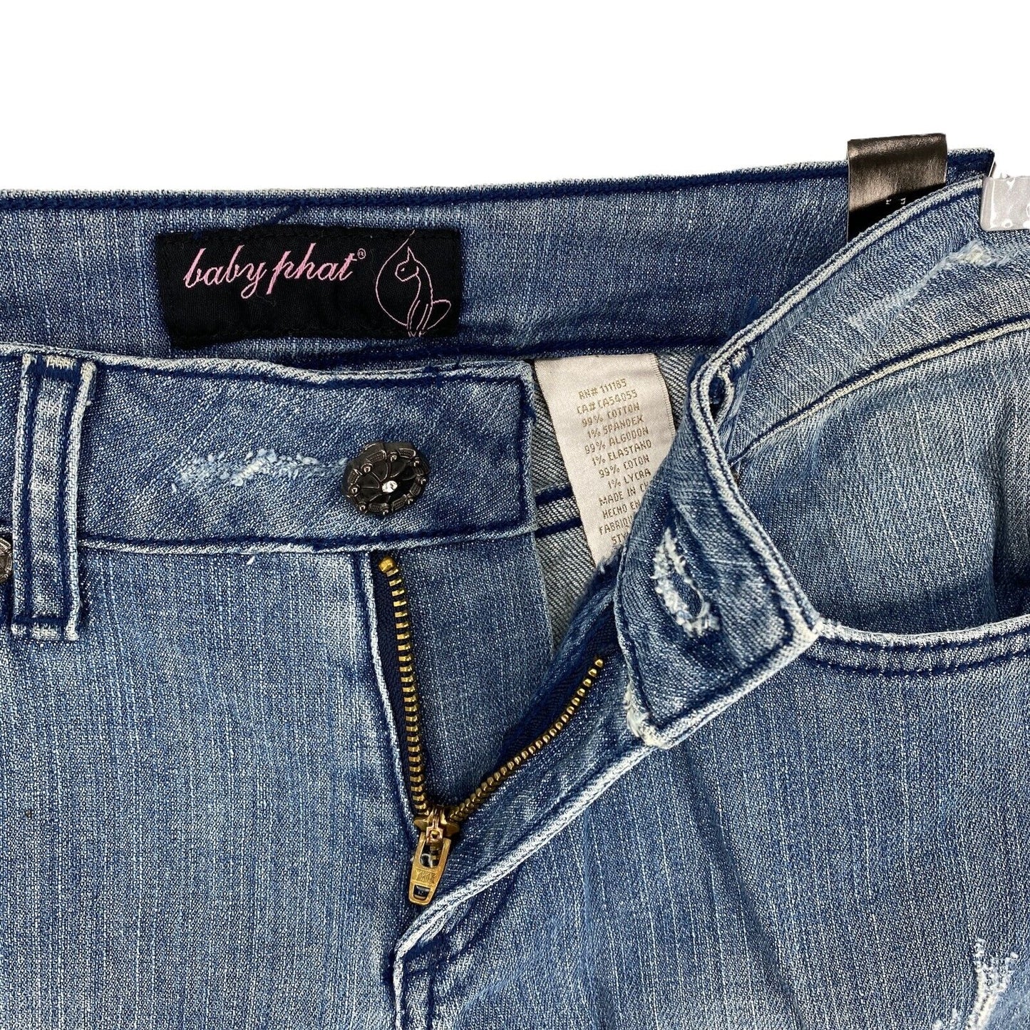 UVP €122 BABY PHAT Blaue Regular Fit Distressed Capri Jeans Größe 5 / M W30