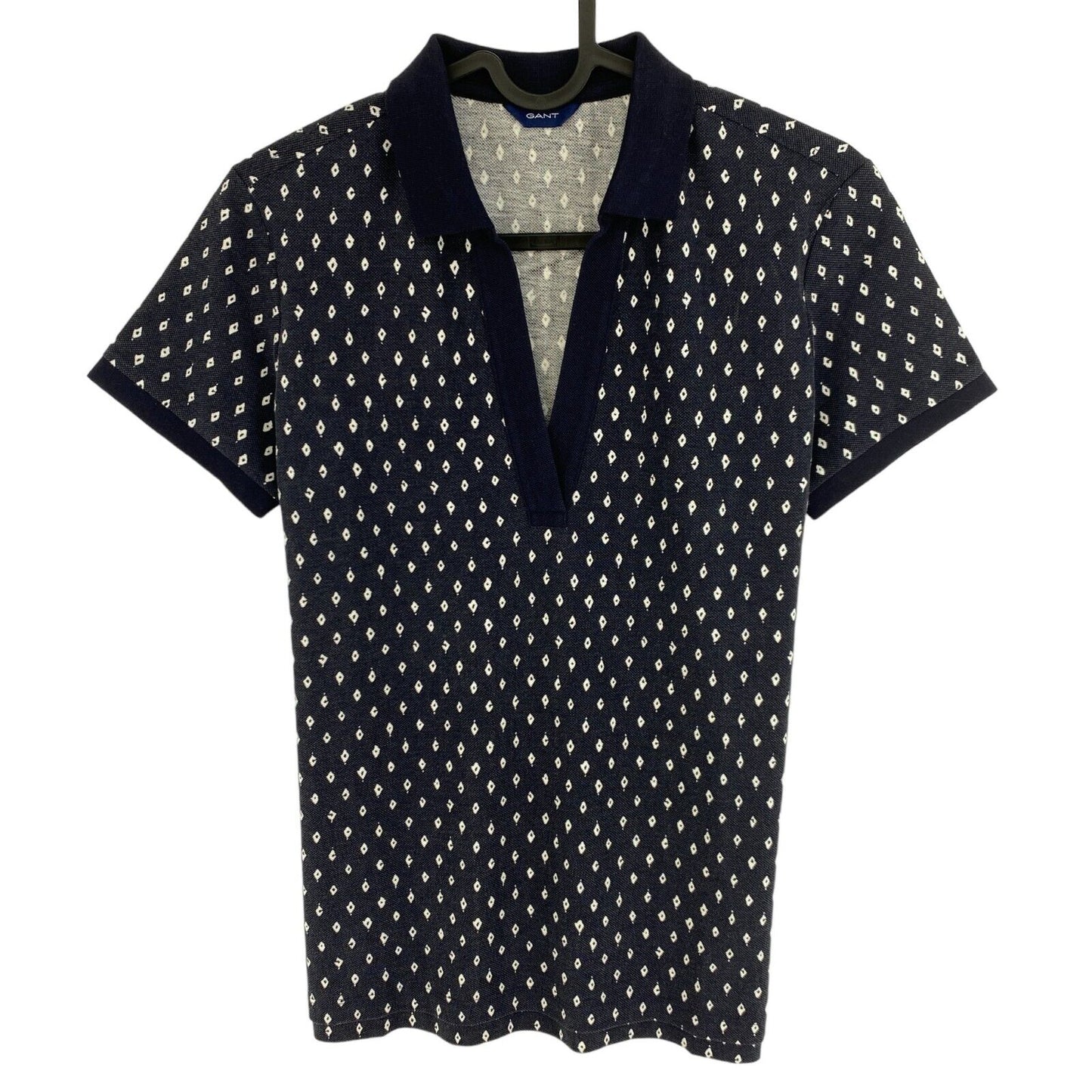 GANT Poloshirt mit Mini-Argyle-Muster, Marineblau, Größe XS