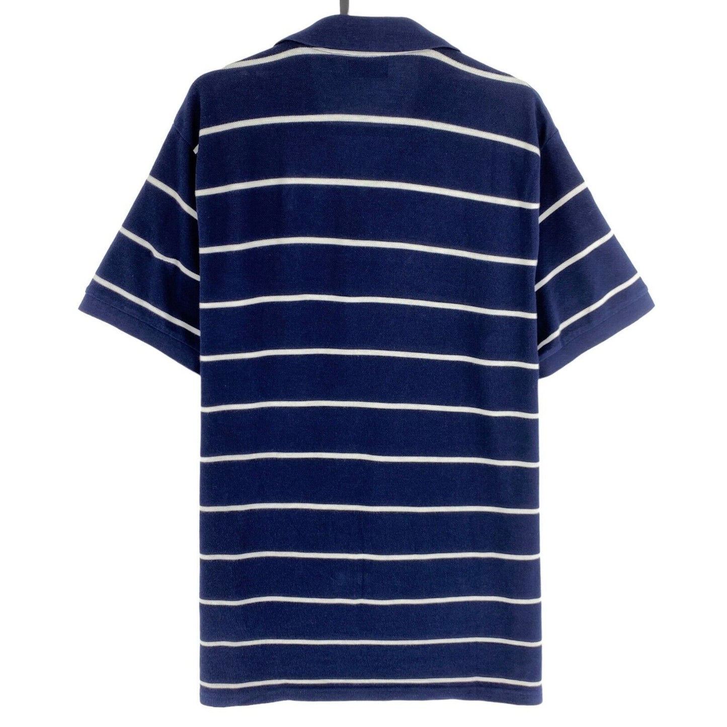 GANT Navy Blue Bar Stripe Pique Rugger Polo Shirt Size M