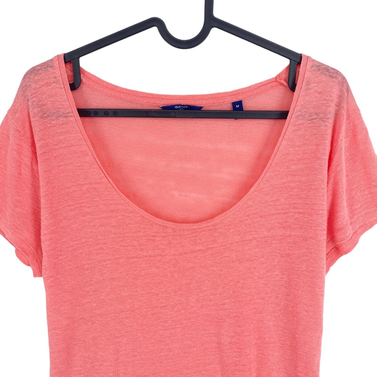 GANT Pink Linen Scoop Neck T Shirt Size M