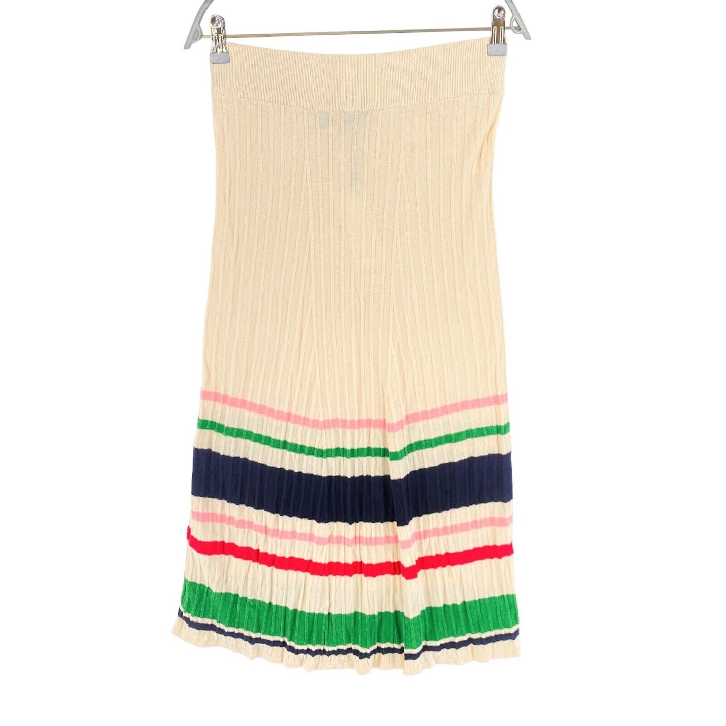 GANT Beige Striped Rib Knit Pleated Skirt Size M/L