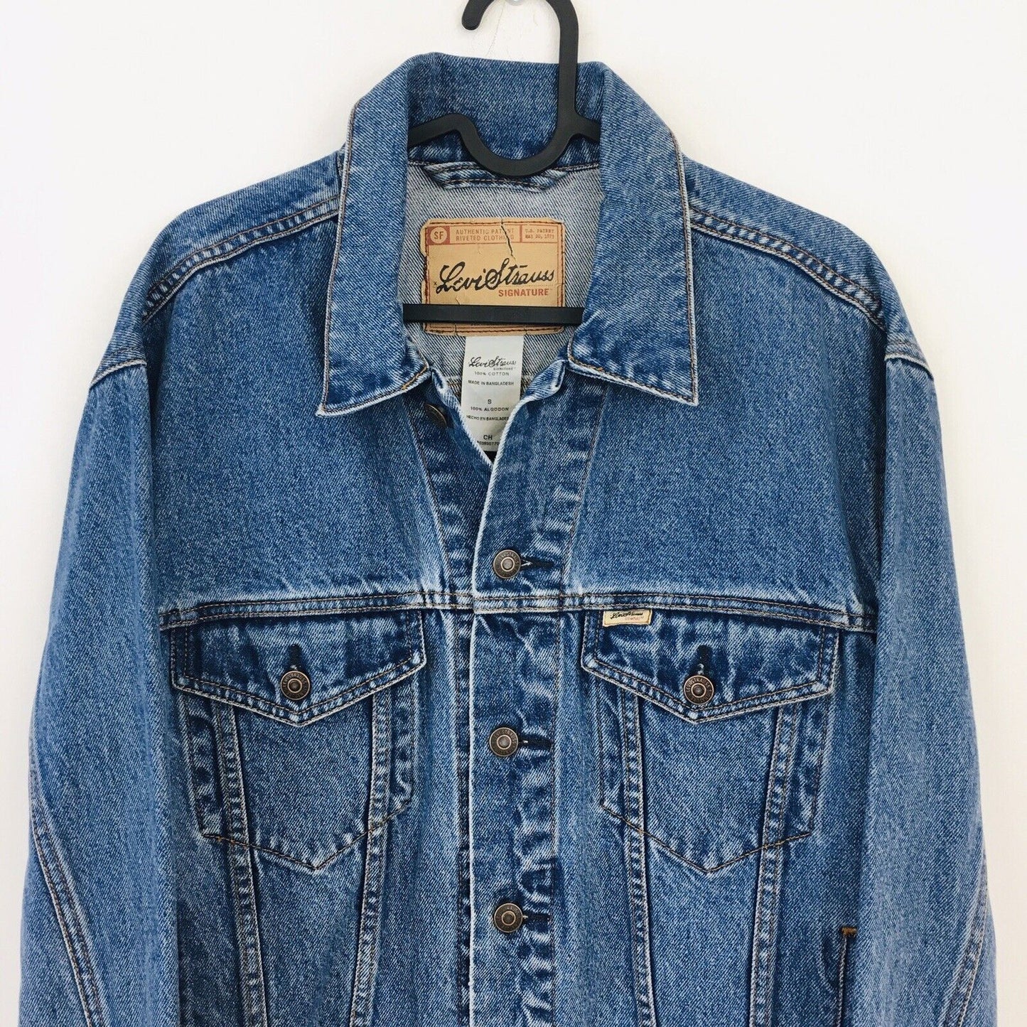 Levi’s Signature Blue Vintage Denim Jeans Rider Trucker Jacket Size S