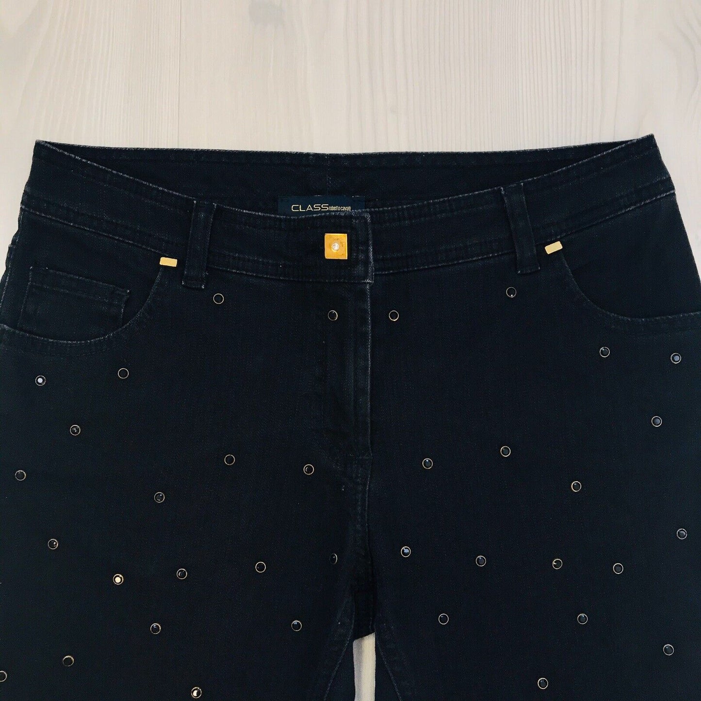 Roberto Cavalli, Damen-Jeans, Slim Fit, verkürzte Jeans, Schwarz, Größe 28, IT 42, UK 10, UVP 420 $